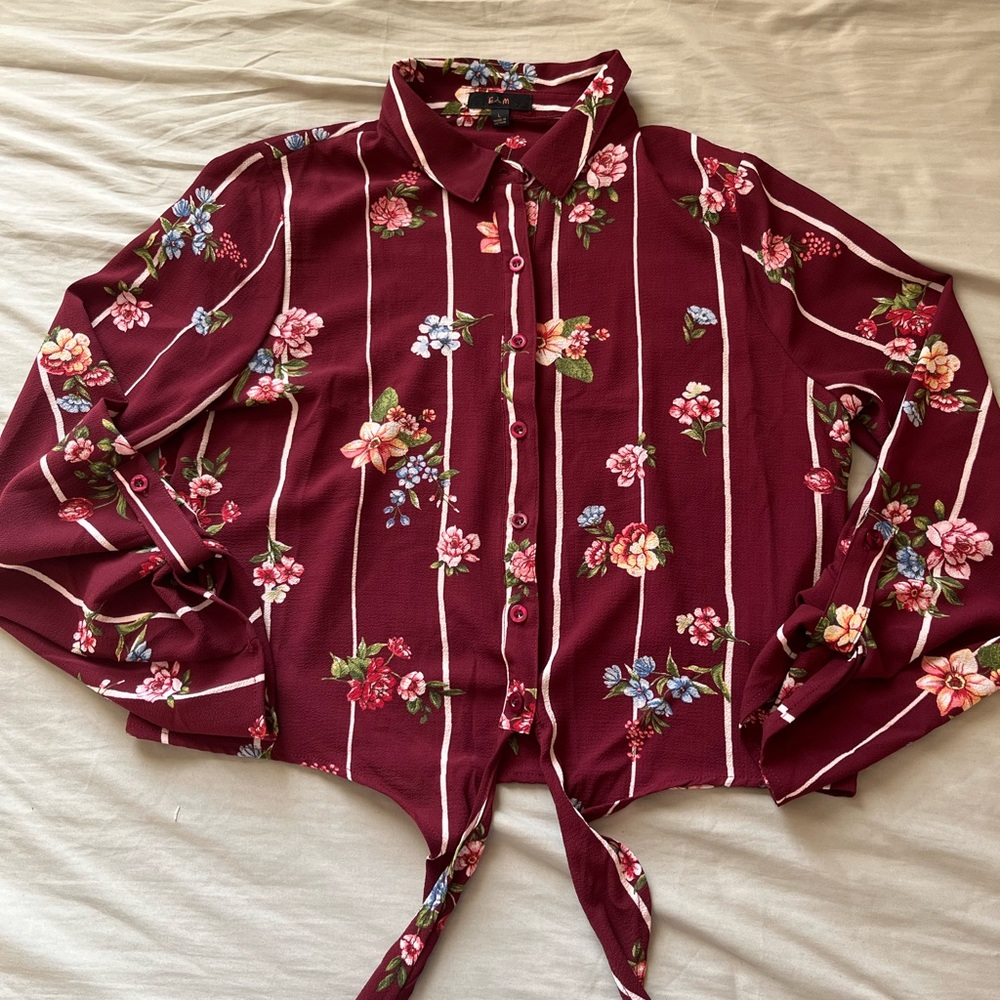 Front tie, button down crop top